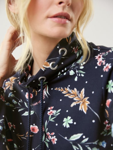 Baumwoll-Sweatshirt Flower Print Marine