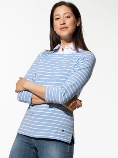 Ringelshirt la Ville Skyblue/Weiß