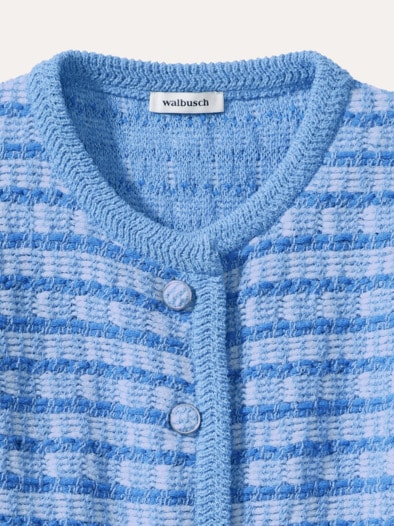 Strickjacke Bändchengarn Königsblau/Weiß