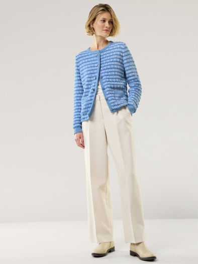 Strickjacke Bändchengarn Königsblau/Weiß