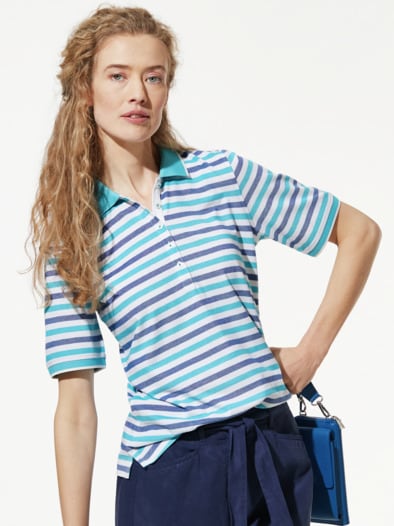 Extraglatt Sommer-Polo Royalblau/Lagune