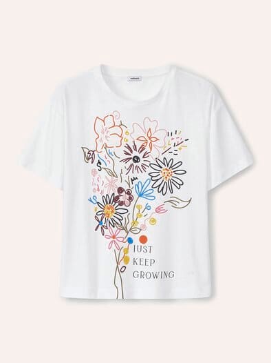 Baumwollshirt Floral Weiß