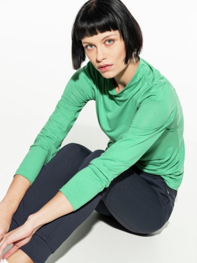 Viskose-Shirt Stehkragen Grasgrün