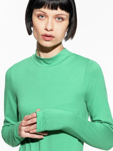 Viskose-Shirt Stehkragen Grasgrün