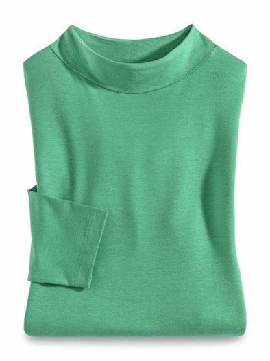 Viskose-Shirt Stehkragen Grasgrün