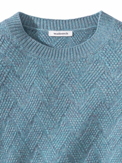 Struktur-Pullover Softwool Gletscherblau Melange