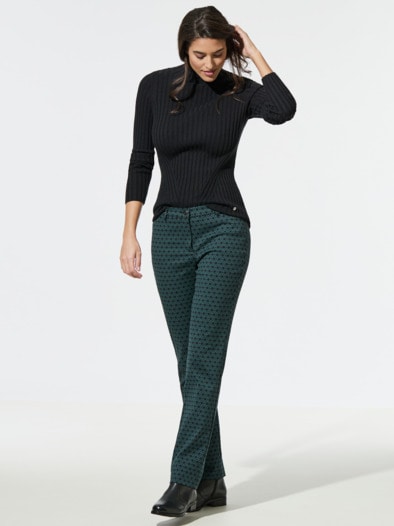 Stehbund-Pullover Diagonalrippe Schwarz
