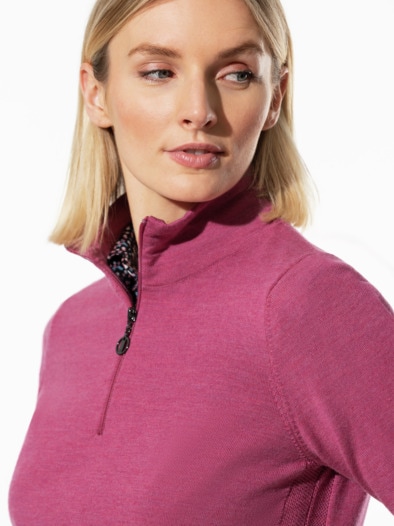 Merino-Pullover 100 Prozent Rosenholz Melange