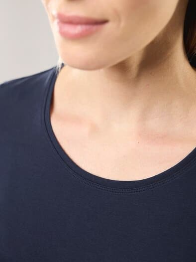 Baumwoll-Basic-Shirt Langarm Marine