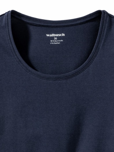 Baumwoll-Basic-Shirt Halbarm Marine