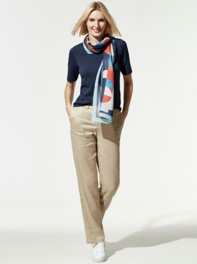 Baumwoll-Basic-Shirt Halbarm Marine