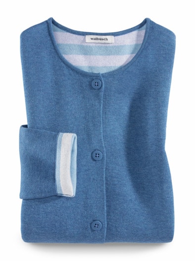 Doubleface-Strickjacke Rauchblau