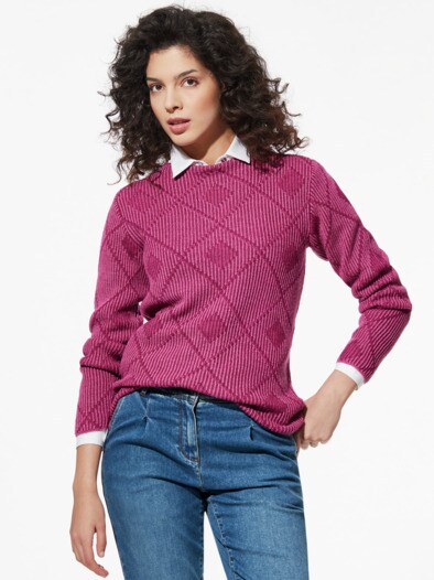 Vanise-Pullover Karree Soft Fuchsia/Barolo
