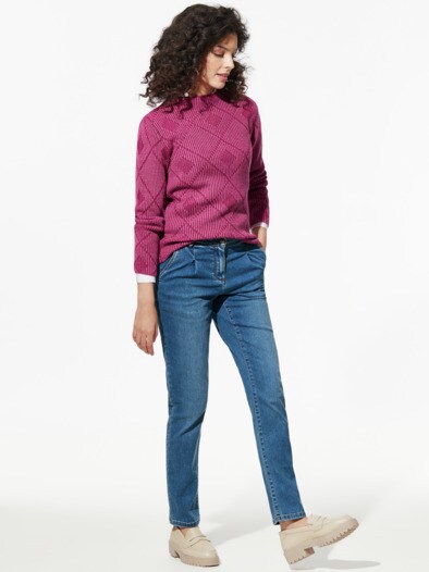 Vanise-Pullover Karree Soft Fuchsia/Barolo