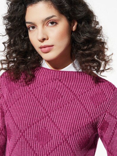 Vanise-Pullover Karree Soft Fuchsia/Barolo