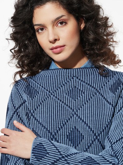 Vanise-Pullover Karree Jeansblau/Marine