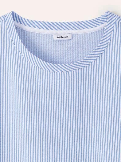 Streifenshirt Seersucker Meerblau