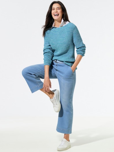 Baumwoll-Pullover Farbenspiel Königsblau