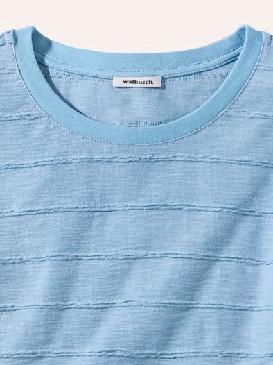 Baumwollshirt Streifenstruktur Skyblue