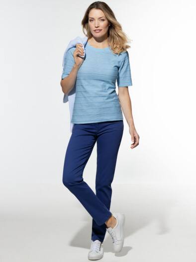Baumwollshirt Streifenstruktur Skyblue
