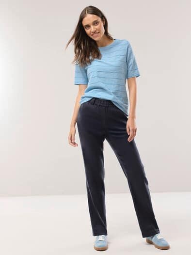 Baumwollshirt Streifenstruktur Skyblue