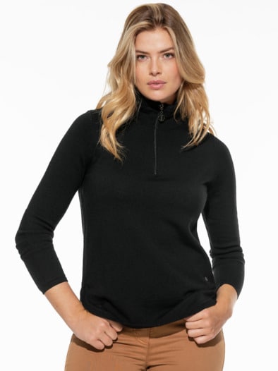 Merino-Pullover 100 Prozent Schwarz