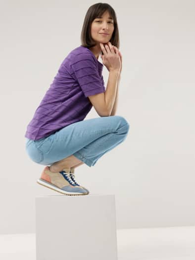 Baumwollshirt Streifenstruktur Veilchen