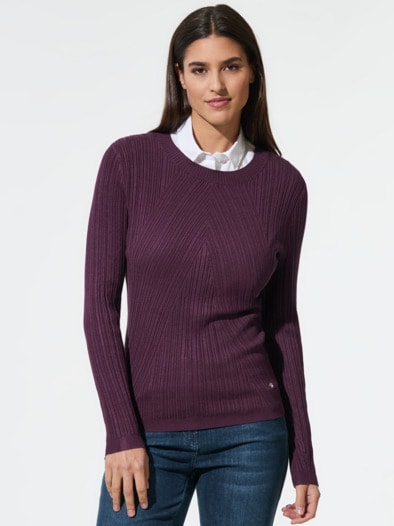 Hautschmeichler-Pullover Chevron Cassis