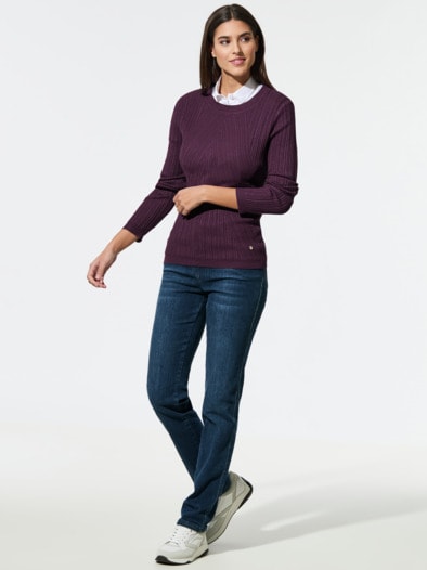Hautschmeichler-Pullover Chevron Cassis