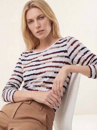 Baumwollshirt Abstract Stripe Merlot