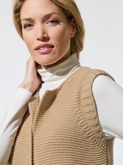 Strickweste Merinomix Safaribeige