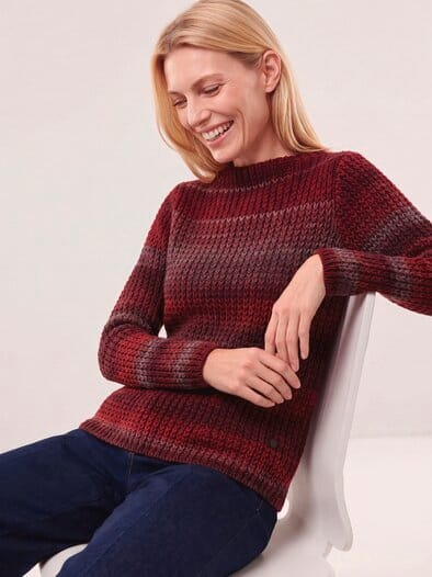 Grobstrick-Pullover Farbverlauf Merlot/Chianti