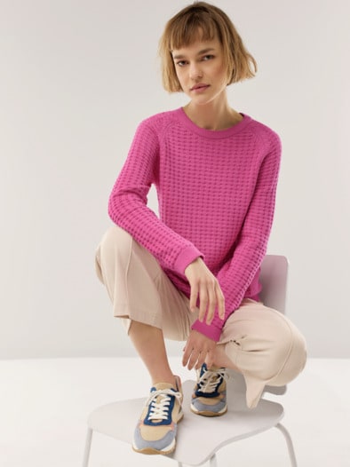 Baumwoll Pullover Waffelstruktur Softpink