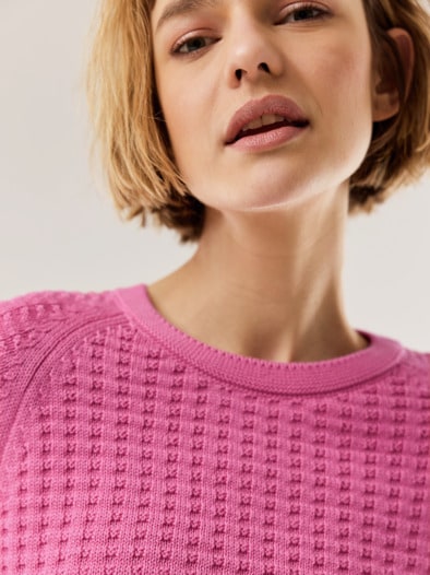 Baumwoll Pullover Waffelstruktur Softpink