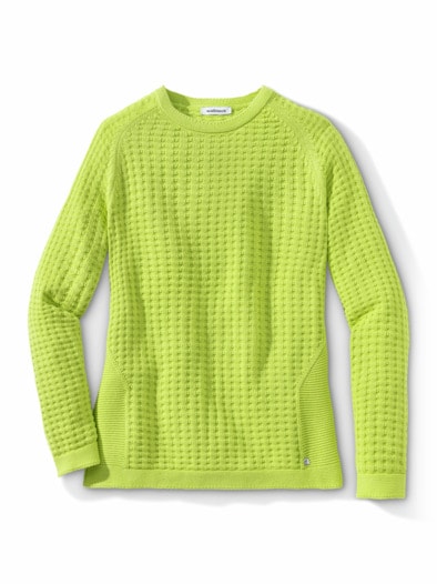 Baumwoll Pullover Waffelstruktur Apfelgrün