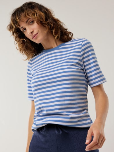 Baumwoll Ringelshirt Jeansblau