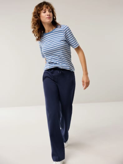 Baumwoll Ringelshirt Jeansblau