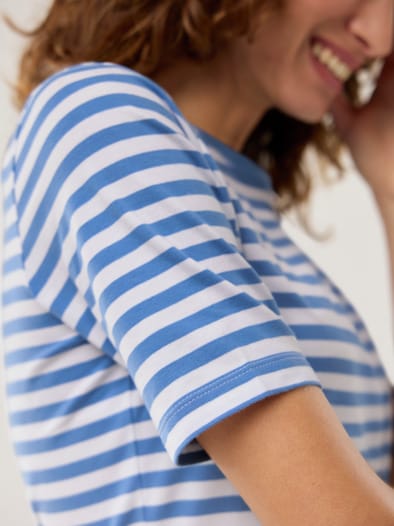 Baumwoll Ringelshirt Jeansblau