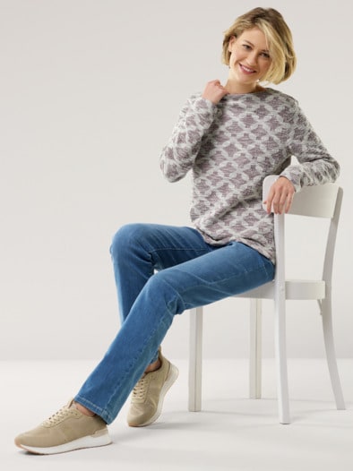 Boucle Sweatshirt Kaminkragen Mauve
