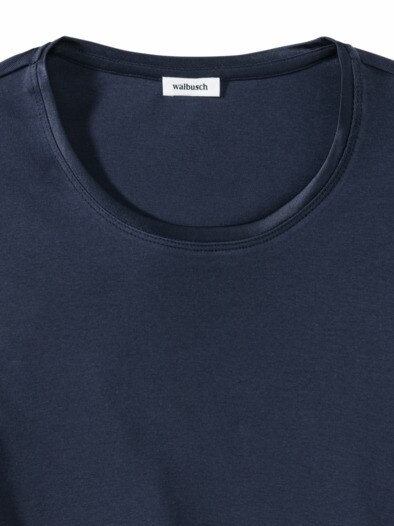 Pima Cotton Shirt Satindetail Marine