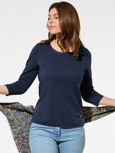 Pima Cotton Shirt Satindetail Marine