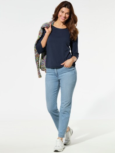 Pima Cotton Shirt Satindetail Marine