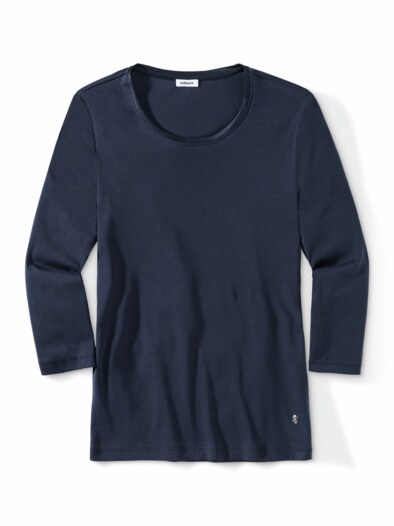 Pima Cotton Shirt Satindetail Marine