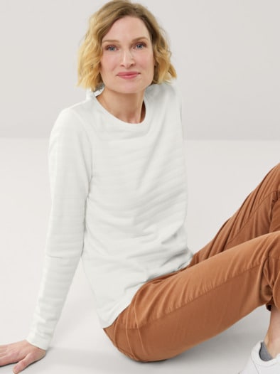 Baumwollshirt Reliefstruktur Offwhite