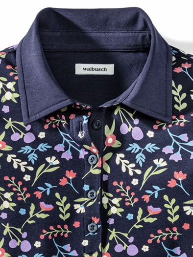 Thermo-Polo Blumendruck Navy