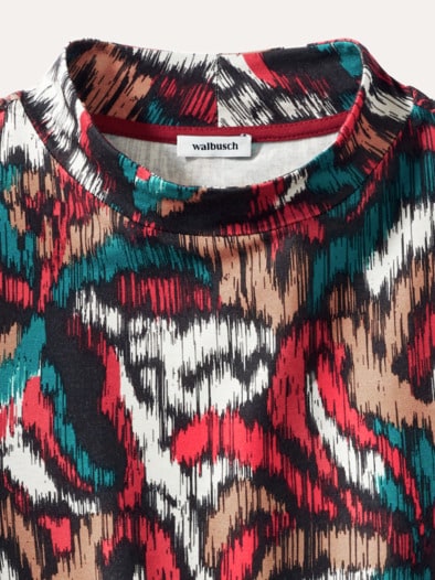 Stehbundshirt Moiree Blume Multicolor