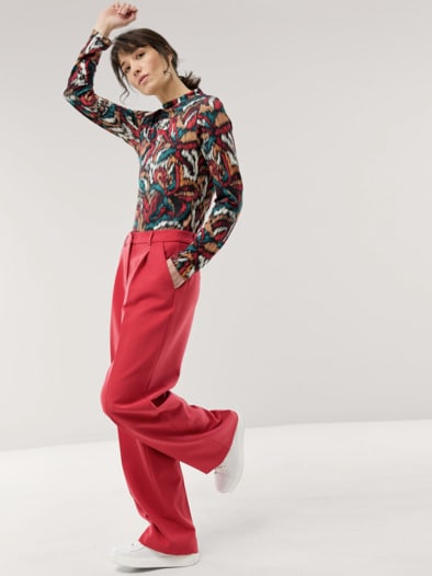 Stehbundshirt Moiree Blume Multicolor