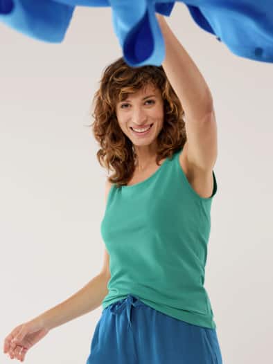 Baumwoll-Basic-Top Seegrün