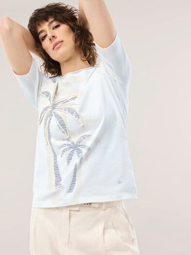 Baumwollshirt Tropical Weiß