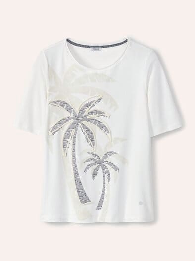 Baumwollshirt Tropical Weiß